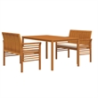 Afuera Living Contemporary Solid Wood Outdoor Dining Set in Cream/Brown