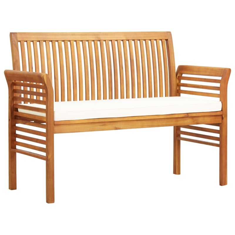 Afuera Living Contemporary Solid Wood Outdoor Dining Set in Cream/Brown