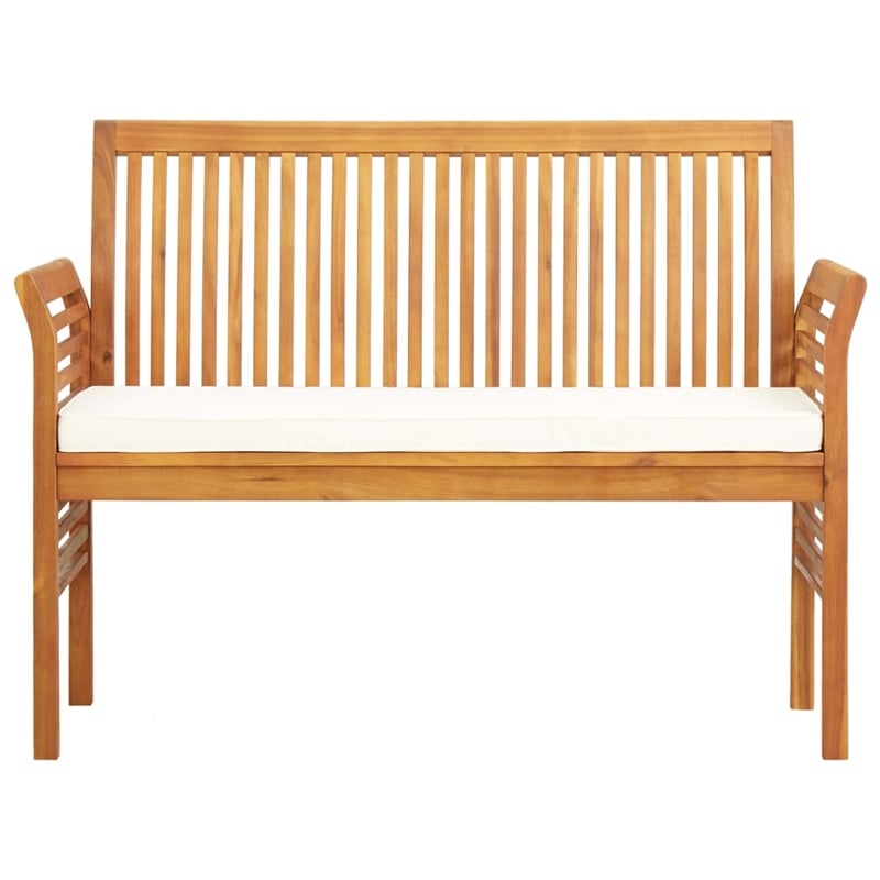 Afuera Living Contemporary Solid Wood Outdoor Dining Set in Cream/Brown