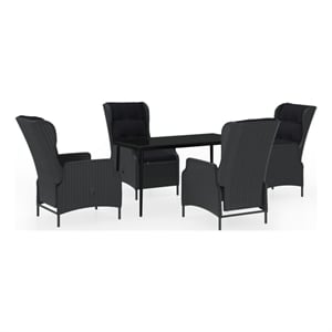 Afuera Living Contemporary 5 Piece Garden Dining Set in Dark Gray