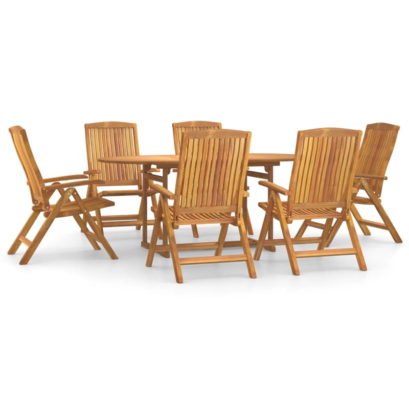 Afuera Living Contemporary Teak Wood Garden Dining Set in Brown
