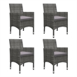 Afuera Living Contemporary Solid Wood Dining Set in Gray/Dark Gray