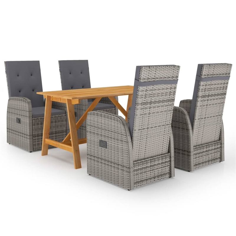Afuera Living Contemporary 5 Piece Dining Set in Gray/Dark Gray