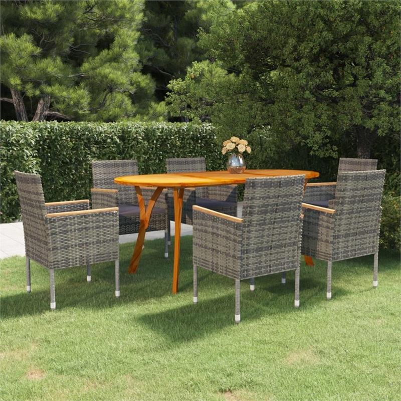 Afuera Living Contemporary 7 Piece Dining Set in Gray/Dark Gray