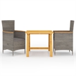 Afuera Living Contemporary 3 Piece Dining Set in Gray/Dark Gray