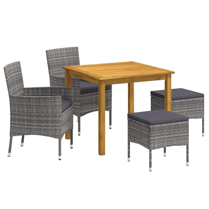 Afuera Living Contemporary Solid Wood Dining Set in Gray/Dark Gray