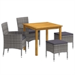 Afuera Living Contemporary Solid Wood Dining Set in Gray/Dark Gray