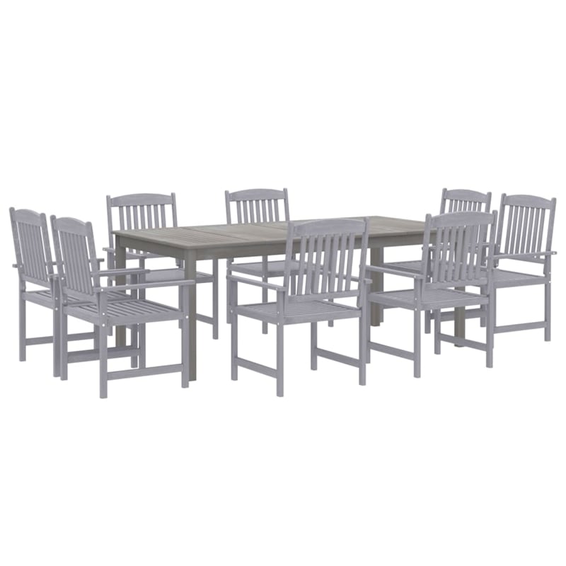 Afuera Living Contemporary Solid Acacia Wood Garden Dining Set in Gray