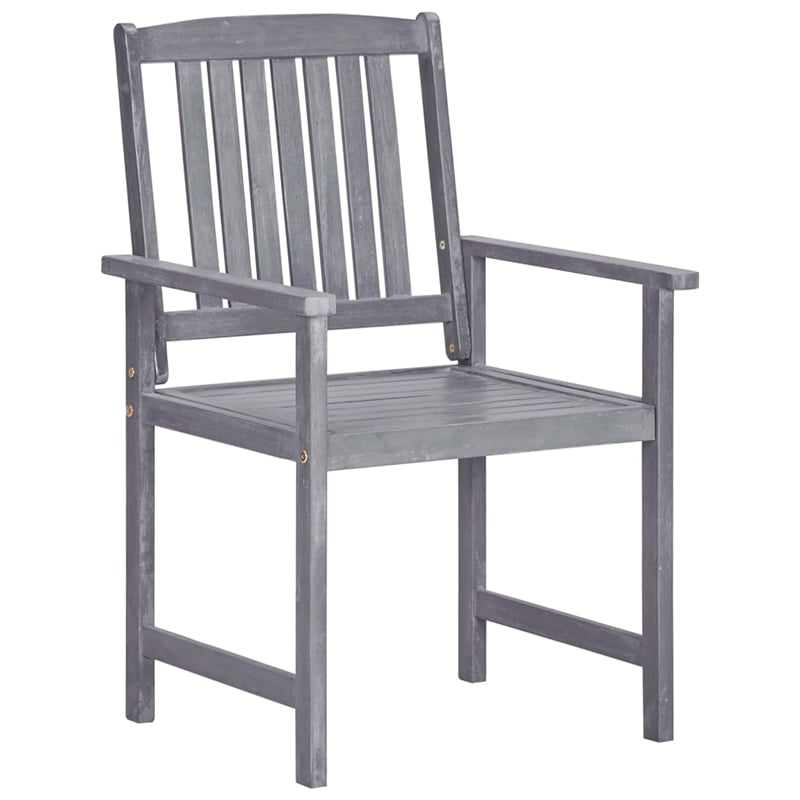 Afuera Living Contemporary Solid Acacia Wood Garden Dining Set in Gray