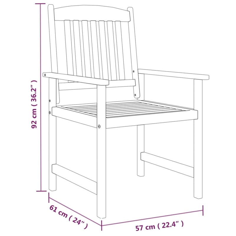 Afuera Living Contemporary Solid Acacia Wood Garden Dining Set in Gray
