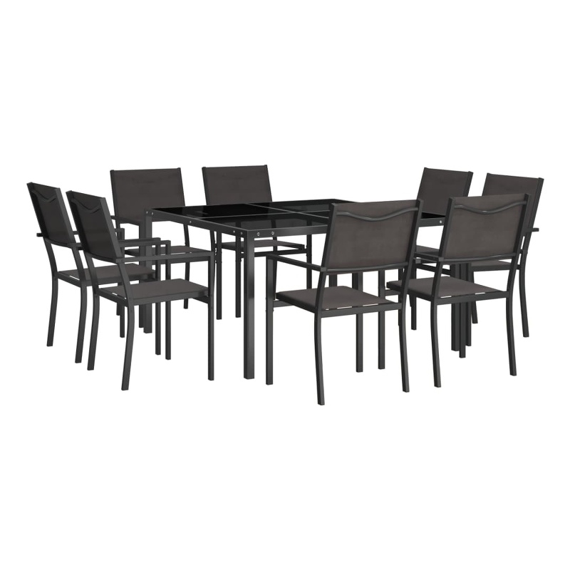 Afuera Living Contemporary Outdoor Dining Set in Anthracite/Black/Gray