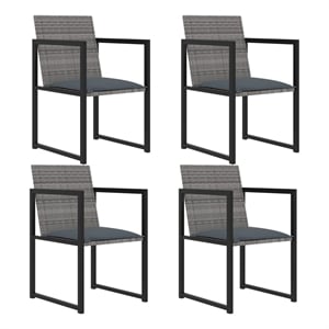 Afuera Living Contemporary Outdoor Dining Set in Gray/Black/Anthracite