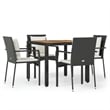 Afuera Living Contemporary Medium PE Rattan Garden Dining Set in Black