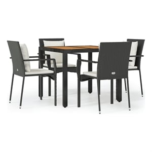 Afuera Living Contemporary Medium PE Rattan Garden Dining Set in Black
