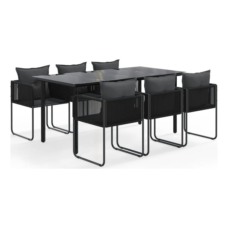 Afuera Living Contemporary Medium PE Rattan Garden Dining Set in Black
