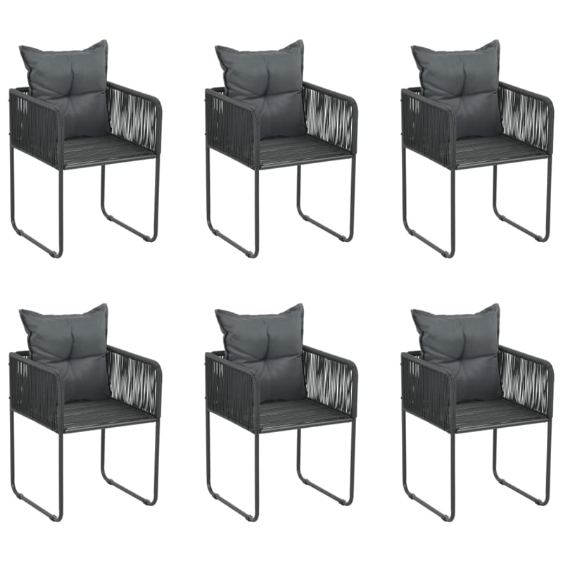 Afuera Living Contemporary Medium PE Rattan Garden Dining Set in Black
