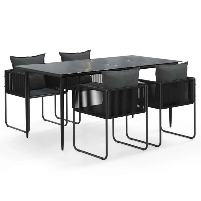 Afuera Living Contemporary Medium PE Rattan Garden Dining Set in Black