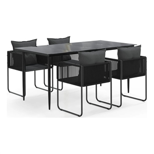 Afuera Living Contemporary Medium PE Rattan Garden Dining Set in Black