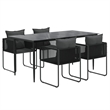 Afuera Living Contemporary Medium PE Rattan Garden Dining Set in Black