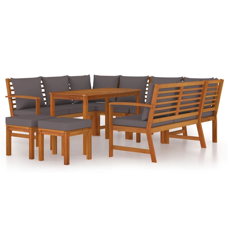 Afuera Living Contemporary Solid Wood Acacia Patio Dining Set in Brown