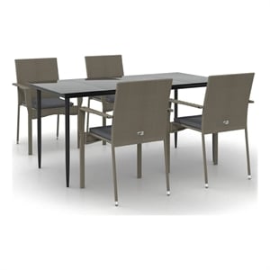 Afuera Living Poly Rattan Modular Garden Dining Set in Black