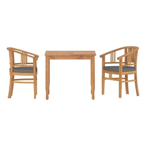 Afuera Living Small Patio Dining Set in Teak Wood - Set of 2