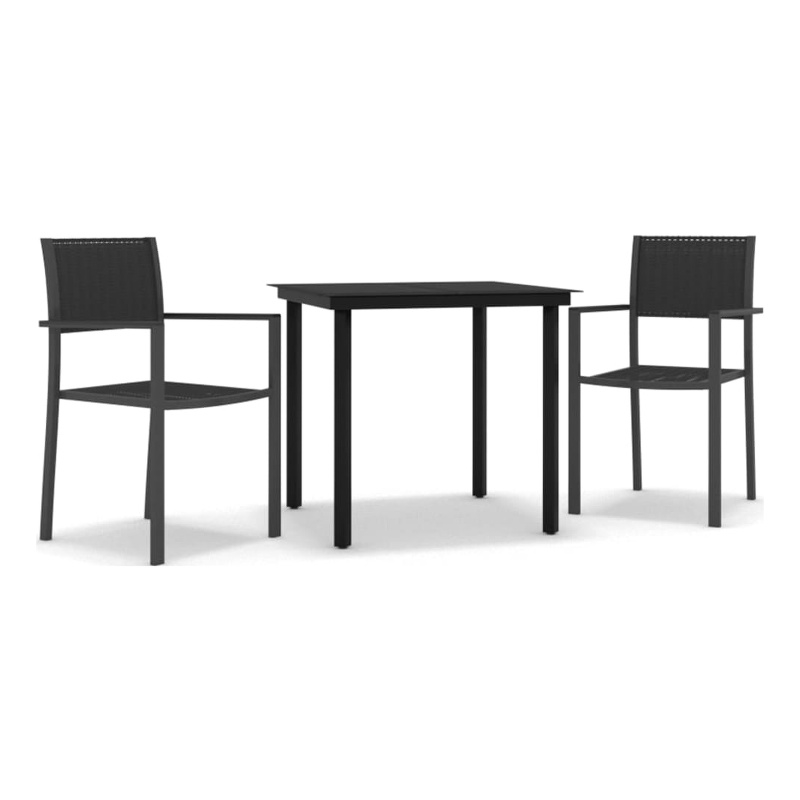 Afuera Living Powder-Coated Steel Garden Dining Set in Black