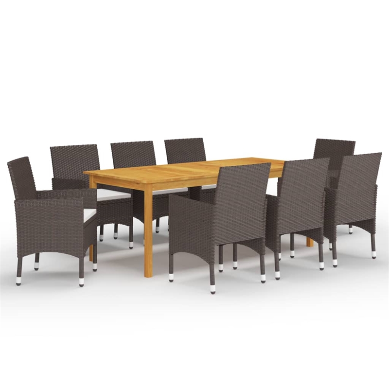 Afuera Living Dining Set in Brown Table/Cream White Cushions
