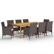 Afuera Living Dining Set in Brown Table/Cream White Cushions