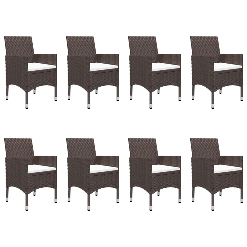 Afuera Living Dining Set in Brown Table/Cream White Cushions