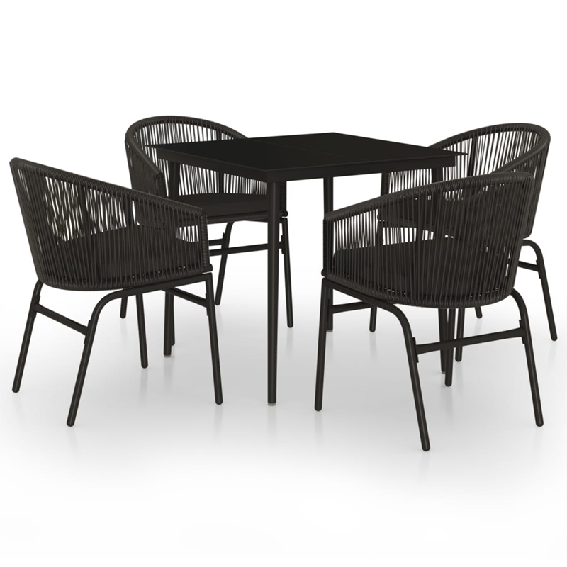 Afuera Living Powder-Coated Steel Garden Dining Set in Black