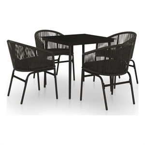 Afuera Living Powder-Coated Steel Garden Dining Set in Black