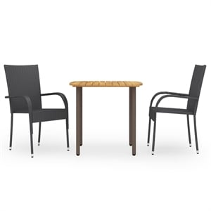 Afuera Living Solid Acacia Wood Standard Dining Set in Black