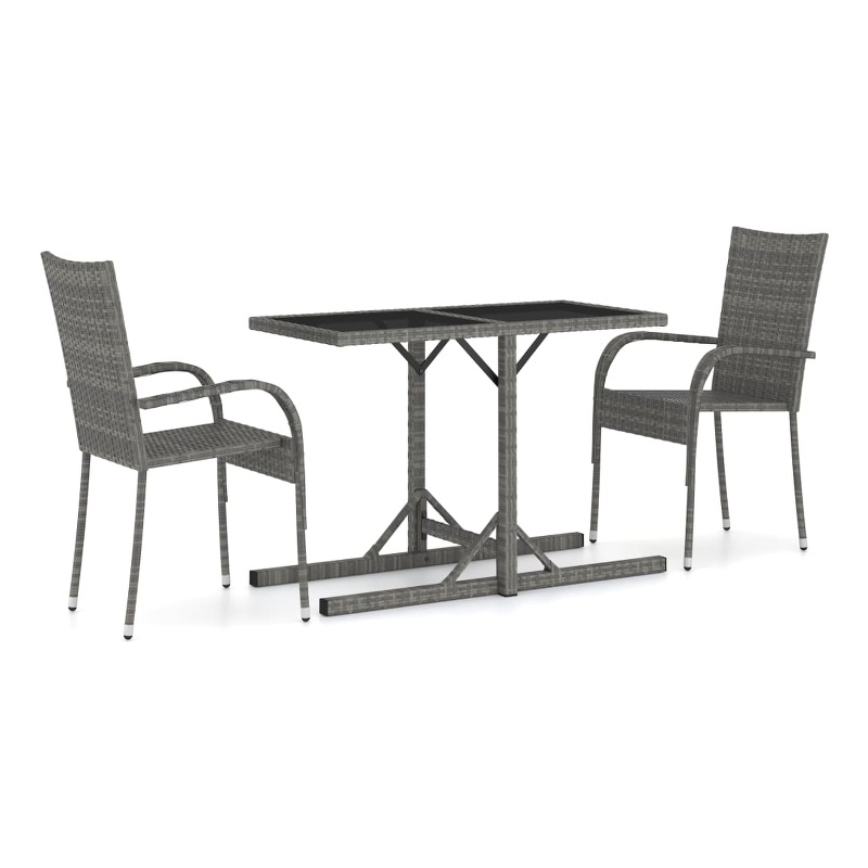 Afuera Living Powder-Coated Steel Compact Dining Set in Gray