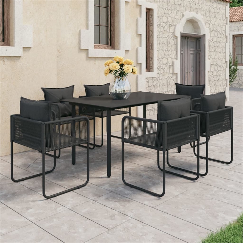 Afuera Living PVC Rattan Foldable Garden Dining Set in Black