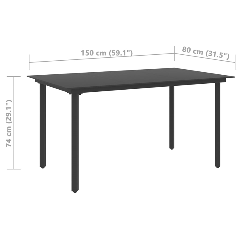 Afuera Living PVC Rattan Foldable Garden Dining Set in Black