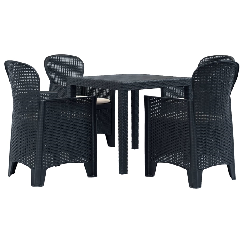 Afuera Living Contemporary Outdoor Dining Set in Anthracite Plastic