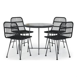Afuera Living Steel Medium Durable Garden Dining Set in Black
