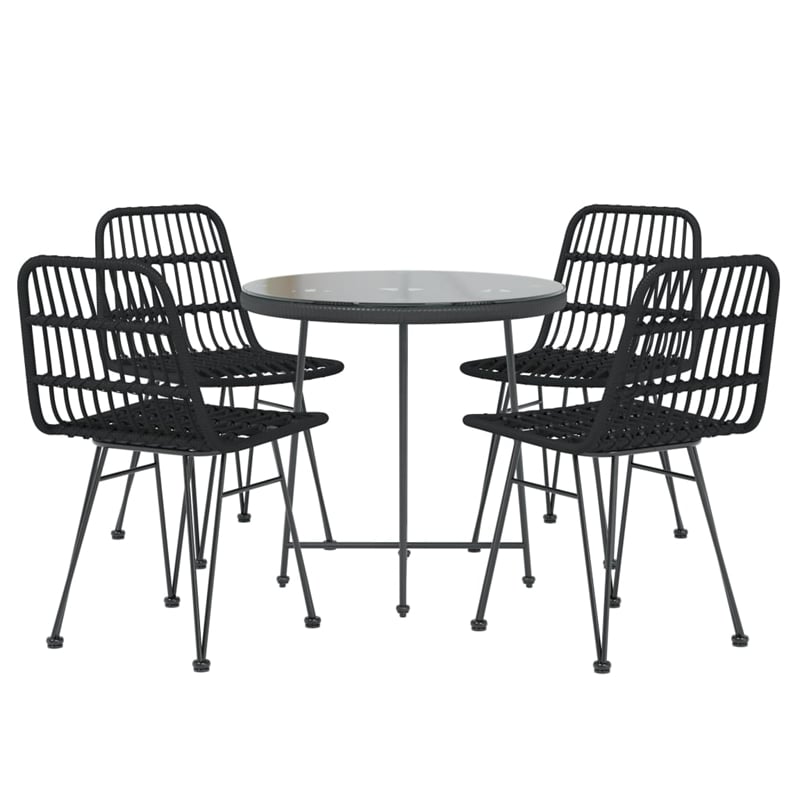 Afuera Living Steel Medium Durable Garden Dining Set in Black