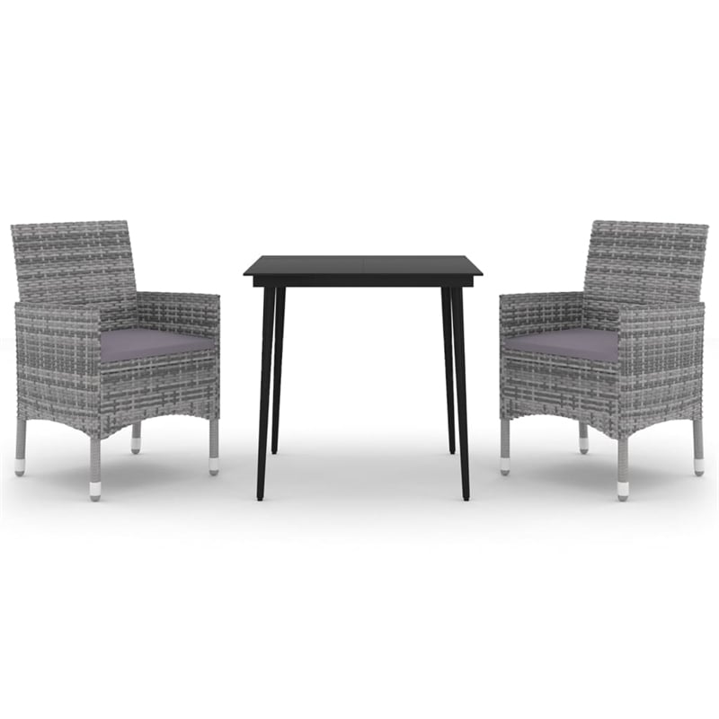 Afuera Living Contemporary PE Rattan Square Garden Dining Set in Gray