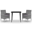 Afuera Living Contemporary PE Rattan Square Garden Dining Set in Gray