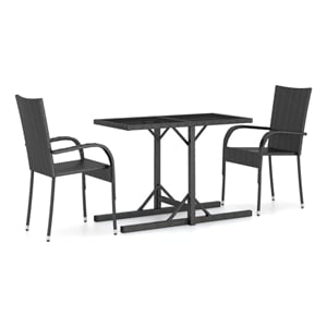 Afuera Living Contemporary Polyethylene Rattan Dining Set in Black