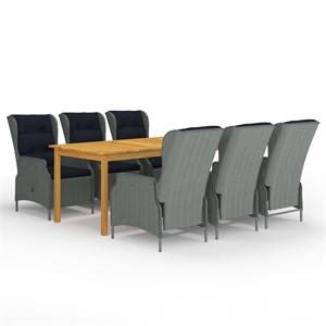 Afuera Living Contemporary Dining Set in Light Gray/Black Cushions