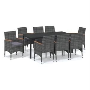 Afuera Living Contemporary 9 Piece Garden Patio Dining Set in Gray