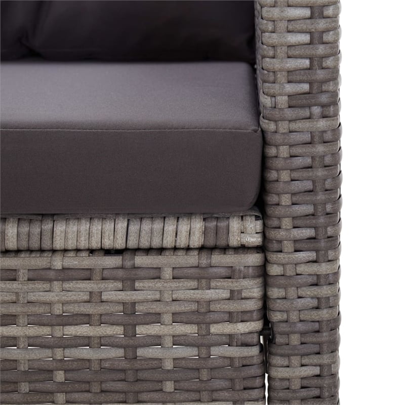 Afuera Living Contemporary Synthetic Poly Rattan 3 Piece Dining Set in Gray