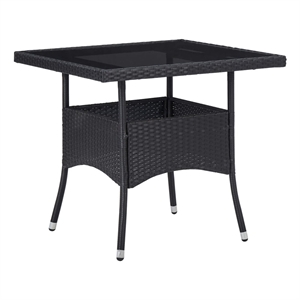 Afuera Living Contemporary Synthetic Poly Rattan Dining Set in Black and Brown