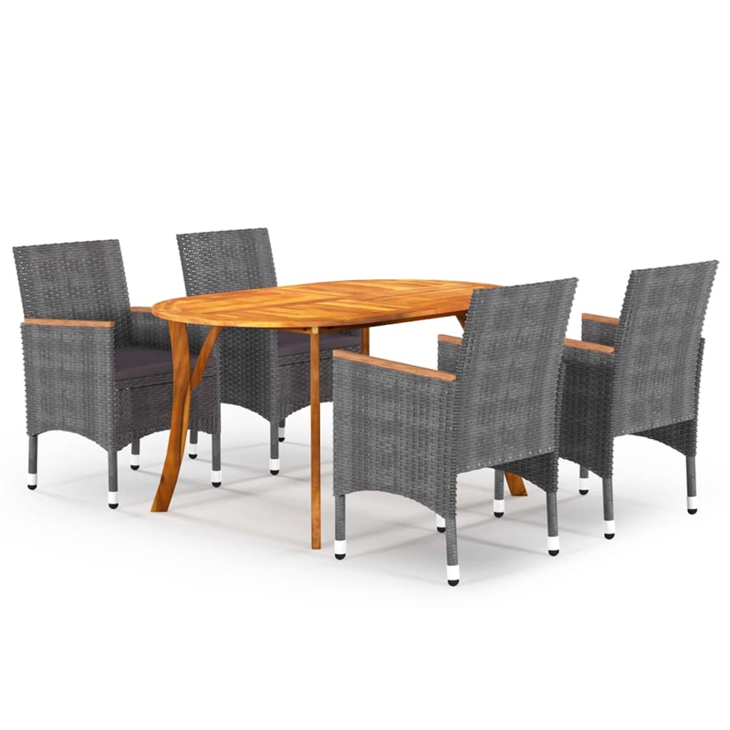 Afuera Living Contemporary Solid Wood Garden Dining Set in Gray