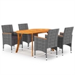Afuera Living Contemporary Solid Wood Garden Dining Set in Gray