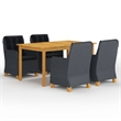 Afuera Living Contemporary Solid Wood Dining Set in Dark Gray