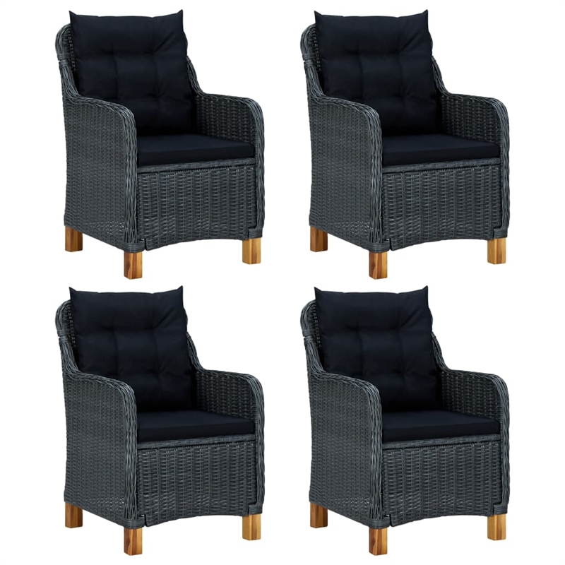 Afuera Living Contemporary Solid Wood Dining Set in Dark Gray